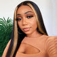 Megalook Straight/Body Wave Honey Blonde Highlight Wig 13x4 Straight Lace Front Human Hair Wigs