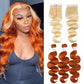 Megalook 12A Ginger Hair Bundles With Closure Body Wave Bundles With Honey Blonde 4x4 Transparent Lace Closure