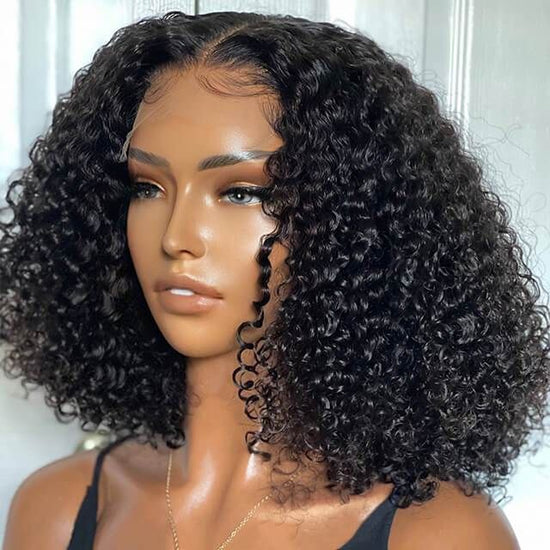 Megalook Short Water Wave Curly Bob Wigs Ombre Honey Blonde Lace Frontal Human Hair Wigs