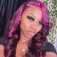 13x4/13x6 Lace Front Side Part Highlight Money Piece Pink Purple Human Hair Wig Hd Transparent Lace Body Wave Wig
