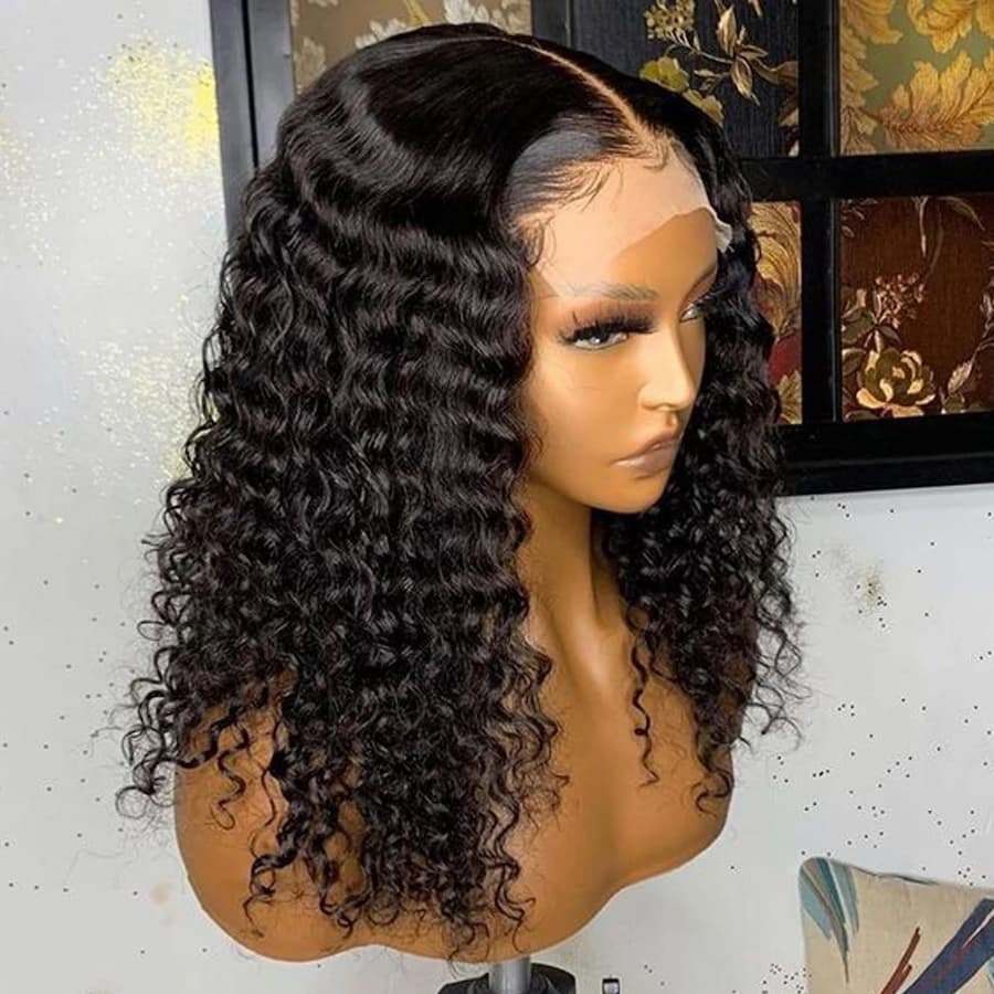 Transparent Loose Deep Wave Wig 4X4 Lace Closure Wig Curly Human