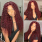 Megalook 99J Colored Lace Front Human Hair Wigs Kinky Curly Burgundy 13x4 HD Transparent Lace Frontal Wig Glueless Wine Red Wig For Women