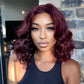 New Short Cut Dark Plum Color Loose Wave Undetectable Invisible Lace Middle Part Glueless Wig