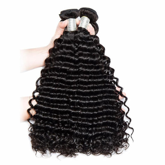 Deep Wave Curly Hair Extension 3Bundles Deal 100% Natural Human Hair Weaves Double Weft No Shedding