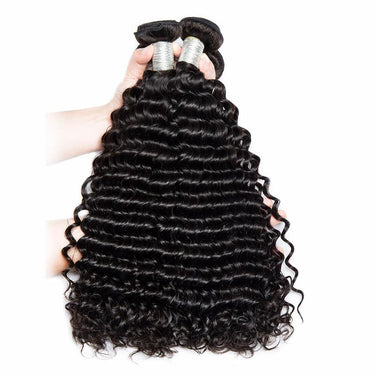 Deep Wave Curly Hair Extension 3 Bundles Deal 100% Natural Human Hair Weaves Double Weft No Shedding
