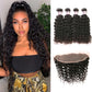 3Bundles Brazilian Deep Wave Hair With 13*4 Ear to Ear Lace Frontal Closure 10A Grade Deal