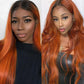 Transparent Hd Lace Dark Roots Ginger Orange 13x4 Lace Wigs Body Wave Human Hair Wigs 210% Density