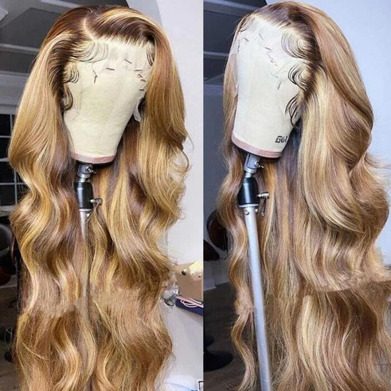 Megalook (Super Deal)210% Density Honey Blonde Piano Highlights Hd Transparent Lace Human Hair Wigs Free Part 13x4/5x5 Body Wave Wig