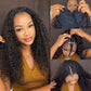 tiktok 20 inch Deep Curly V Part Human Hair Wigs Thin Part Wig No Leave Out No Code Needed