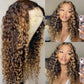 Deep Curly Balayage Highlight Honey Blonde Human Hair Wigs 13x4 Hd Transparent Lace Front Wigs