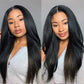 Megalook Brazilian Yaki Straight Wig Swiss Lace 180% Density 4x4 Lace Closure Wig Natural Black Ship Within 12 hours