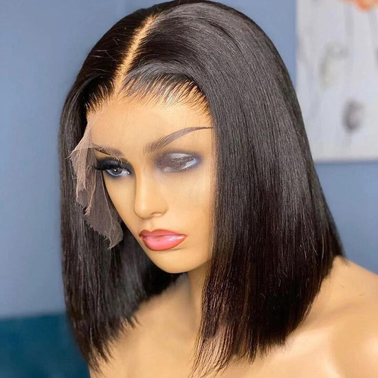 Megalook 13X4 Crystal Lace Blunt Cut Bob Lace Frontal Wig Skin Melted Hd Lace Wigs