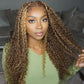 Megalook $95.9 Highlight Piano Color Wig Transparent Lace Closure 4x4 Deep Wave /Natural Wave Style Wig
