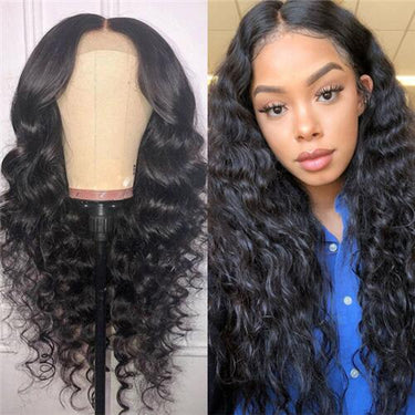 Megalook 5x5 Lace Closure Human Hair Wigs Loose Wave Curly Lace Wigs