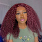 Megalook 99J Colored Lace Front Human Hair Wigs Kinky Curly Burgundy 13x4 HD Transparent Lace Frontal Wig Glueless Wine Red Wig For Women