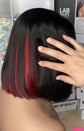 TIKTOK 12inch Peekaboo Highlights Red Colored Transparent 13X4 Lace Frontal 4x4 Lace Closure Human Hair Bob Wigs