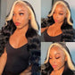 Skunk Stripe Highlight Black and Honey Blonde 613 Color 13x4 Transparent Lace Frontal Long Human Hair Wig