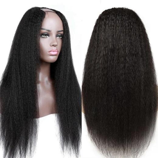 U Part Wigs 2x4 U Part Wig Yaki Straight Glueless Human Hair Wigs