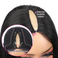 Megalook Short Cut Thin V Part Wig Straight Bob Human Hair Wigs Without Leave Out Ship From USA 2 Day Delivered