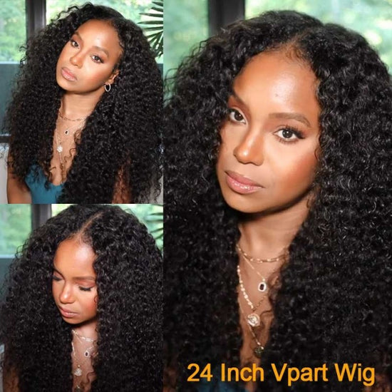 Deep Curly Thin Part Wig V Part Human Hair Wigs Updated U Part Wig No Glue 210% Density