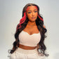 High Density 210% Hot Highlight Pink Rose Skunk Stripe Color Wig Body Wave Hd Lace Clsoure Lace Frontal Wig