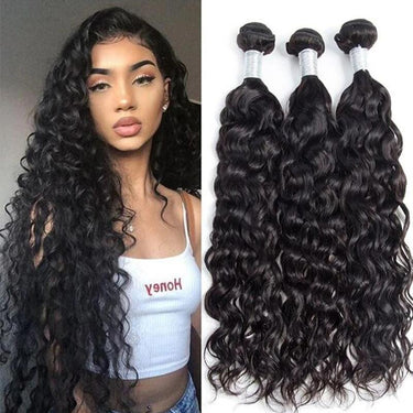 Megalook 10A Water Wave Virgin Hair Natural Black /#4 Chocolate Brown 3 Bundles Brazilian Human Hair Extension 10-30 inches