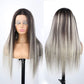 Transparent Platinum Highlights Blonde 13x5x2 T Part Human Hair Wigs 613 Lace Front Wig Ombre Half Black Hair Transparent Lace Wigs