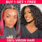 USA 2 Day Express Shipping Buy One Get One Free 4x4 Transparent Straight Bob Peekaboo Red 4x4 Lace plus 13X5X2 T Part Jerry Curly Bob Wig