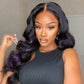 Long Peekaboo Purple Lace Frontal Wigs Body Wave 13x4 Lace Front Human Hair Wigs