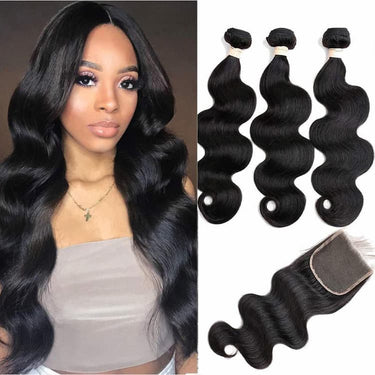 30 inch Body Wave Bundles Brazilian Hair Weave 3Bundles With 5x5 Lace Closure Remy Human Hair Extension