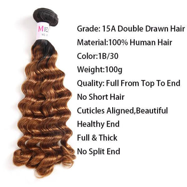 Top Quality 15A Brazilian Unprocessed Human Hair Weaves Ombre Color Double Drawn Human Hair Bundles Fancy Curly Funmi Hair