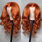Ginger Orange 13x4 Lace frontal Wigs Ginger Human Hair Wigs 16-32inch 180% Density
