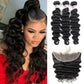 Loose Deep Wave Human Hair With 13*4 Ear to Ear Lace Frontal Closure 10A Grade Deal