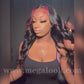 {Facebook Fans Exclusive Service} Pink and Black /Pink Rose Color Skunk Stripe Hair Body Wave Human Hair Lace Front Wigs