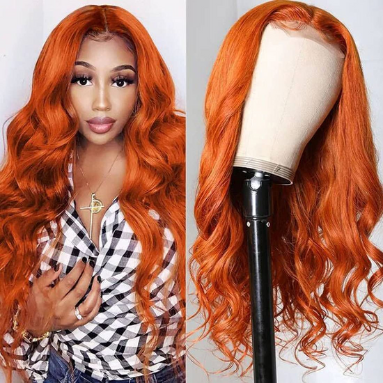 Megalook Flash Sale Ginger Color Transparent 4X4 Lace Closure Wig Hd Lace Human Hair Wigs Preplucked