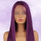New & Pop Purple Colored 13x4 Transparent lace Front Human Hair Straight Wigs 180% Density