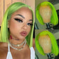 Tiktok Green Color Straight Bob Wig 180% Preplucked Brazilian Straight Lace Front Wigs 4x4 Lace Closure Human Hair Wig For Women