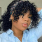 Headband Wig With Bangs Glueless Non Lace Wig Curly Headband With Bang For Black Women