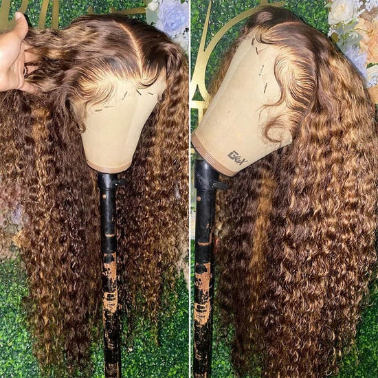 Megalook Highlight 4/27 Honey Blonde Deep Wave Wig 13x4/13X6 Lace Front Wig 180% 210% Density