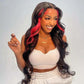High Density 210% Hot Highlight Pink Rose Skunk Stripe Color Wig Body Wave Hd Lace Clsoure Lace Frontal Wig