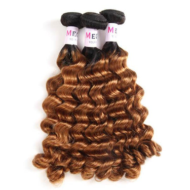 Top Quality Brazilian Unprocessed Human Hair Weaves Ombre Color Double Drawn Human Hair Bundles Fancy Curly Funmi Hair