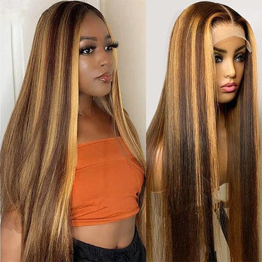 Megalook 360 Lace Frontal Wig Highlight #4/27 Colored Straight/Body Wave Virgin Hair Wigs No Code Needed