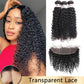 Virgin Kinky Curly Human Hair Weaves 3Bundles With 13*4 Ear to Ear Lace Frontal Closure 10A Grade Deal