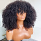 P4/27 Natural Color Curly Wig With Bangs NON-Lace Virgin Human Hair Wigs