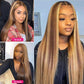 Megalook Piano Color 4/27 Wig Highlight Real Transparent 13x4 Lace Front Wig 180% Density Brazilian Straight Human Wig
