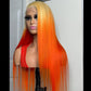 Brazilian 13x4 Lace Frontal Wig Straight Style Customized Ombre Honey Blonde 613 Orange Colored Wig
