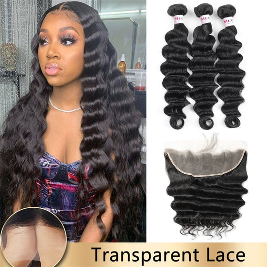 Loose Deep Wave Human Hair With 13*4 Ear to Ear Lace Frontal Closure 10A Grade Deal