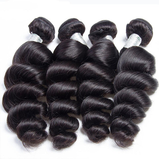 Megalook 12A Grade Human Hair Loose Wave Bundles With Closure Brazilian Remy Human Hair 3/4Bundles With Swiss Lace Closure Natural Black