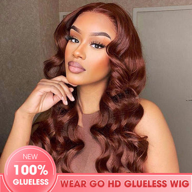 Megalook Pre Cut Lace Real Glueless Wear & Go HD Lace Wig 5x5 Lace Closure Wigs #33 Red Brown Auburn Color 3D Dome Cap Wigs