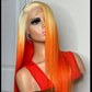Brazilian 13x4 Lace Frontal Wig Straight Style Customized Ombre Honey Blonde 613 Orange Colored Wig